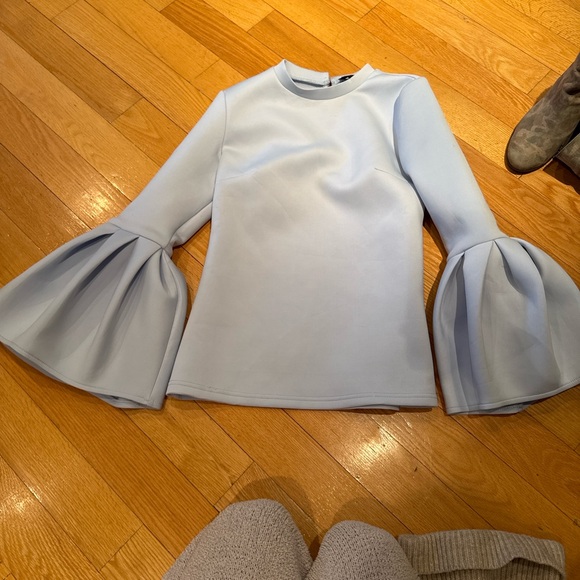 Blaque Label revolve Powder Blue Scuba Bell Sleeve Top - Picture 12 of 13